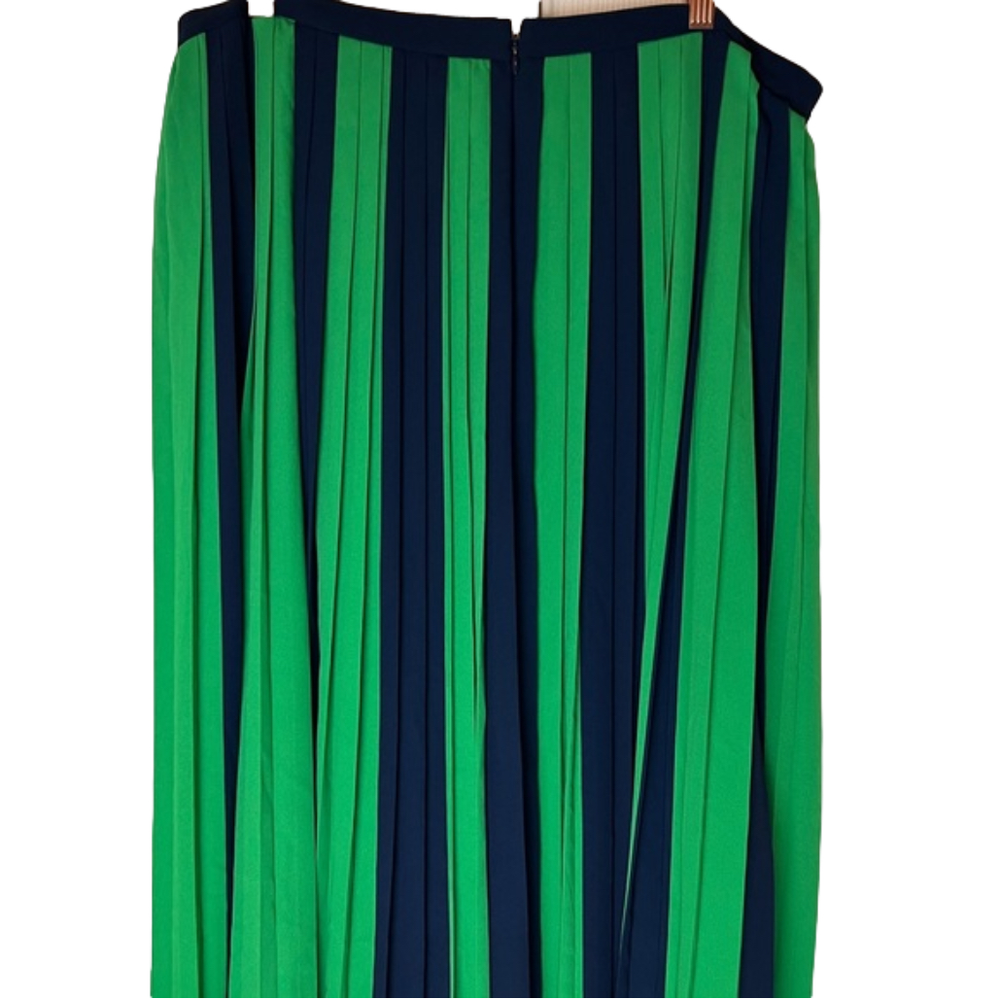 J. Crew Size 18 Green & Navy Pleated Skirt